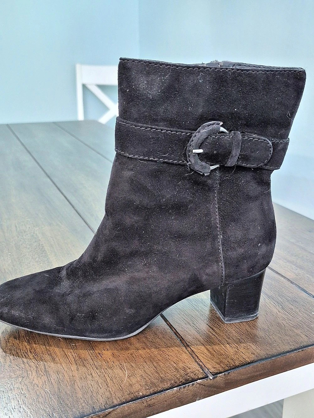 Soda Black Buckle Ankle Boots